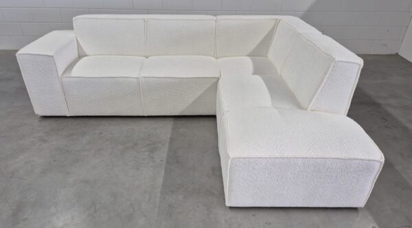 Hoekbank - Teddy Stof - Wit - Rechts - Nieuw: 899,-