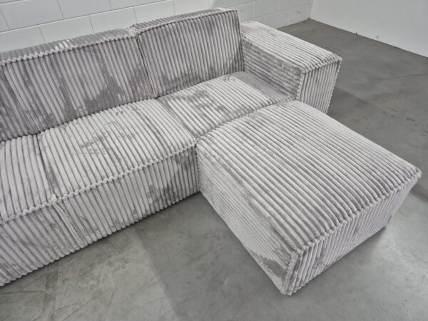 U - Lounge - Fluffy Rib Stof - Grijs - Rechts - Nieuw: 1.199,- - Afbeelding 6